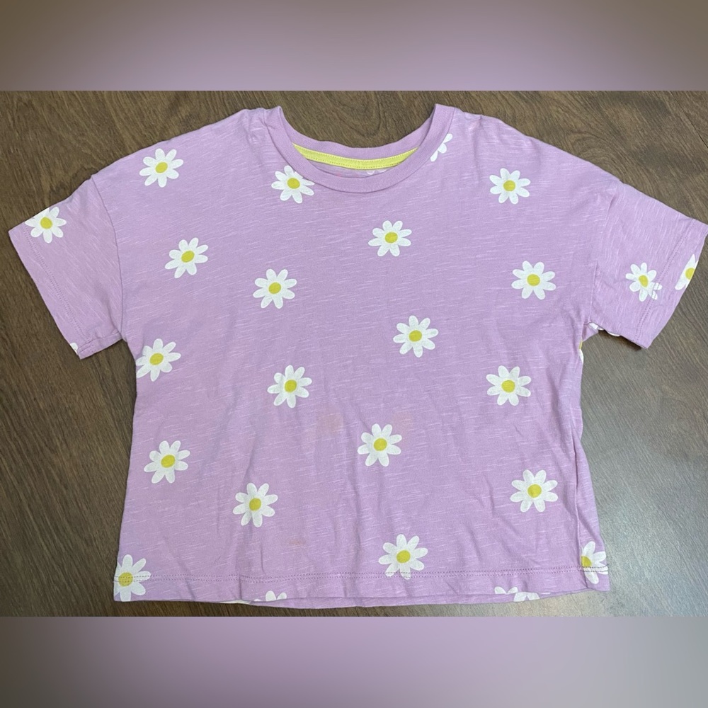 Boden Purple Daisy Print Kids Tee